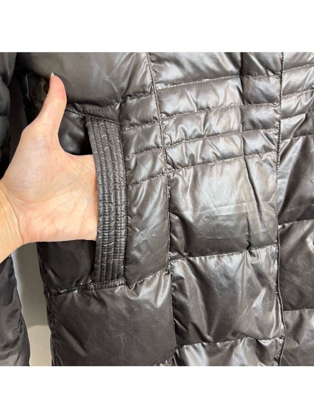 PAJAR Montreal grey green fur trim down parka winter coat M - Picture 11 of 15
